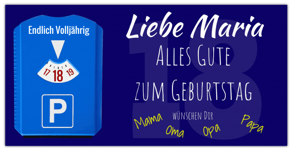 Geburtstagsbanner zum 18 Geburtstag - Geburtstags-Banner Motiv "Parkscheibe"